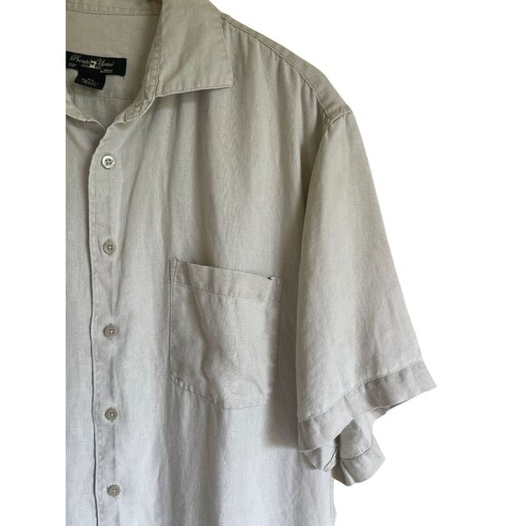 Pronto Uomo 100% Linen Size XL Collared Button Up Short Sleeve Shirt Beachy Coas - Picture 3 of 7